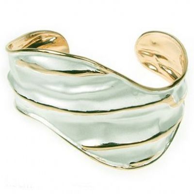 Sterling Silver and Yellow Gold Wave Bangle by 'Lavish Silver' - New Age Shops Royston