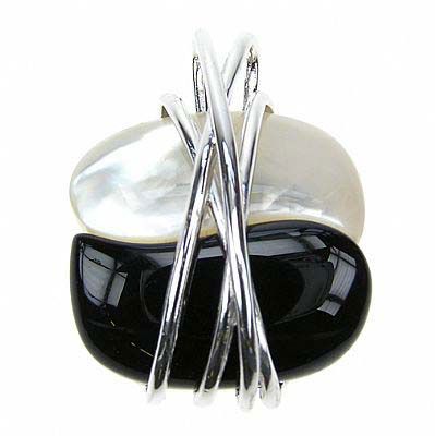 Sterling Silver Onyx and Mother of Pearl Yin and Yang Pendant - New Age Shops Royston