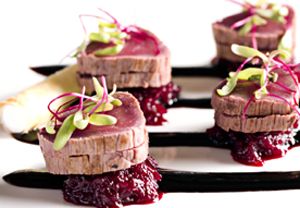 Beetroot and Venison taster canape - Catering Companies London