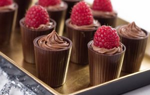 Chocolate cup with raspberry - Catering Companies London