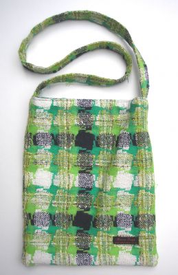Genuine French Vintage woven fabric with navy blue, green and white pattern - Fashion Accessories Companies Lewes