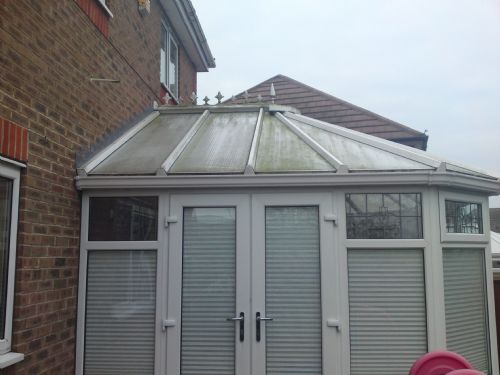 Upvc conservatory roof before cleaning. - Window Cleaners Dewsbury