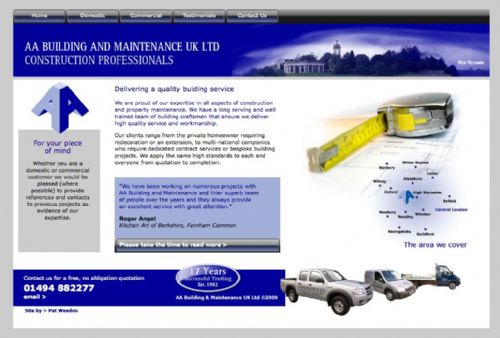 Homepage for AA Building and Maintence - Graphic Designers High Wycombe