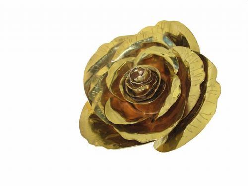 Rose hand made from sterling silver and gold plated by Mobeus Jewellers - Jewellery Designers Hartlepool