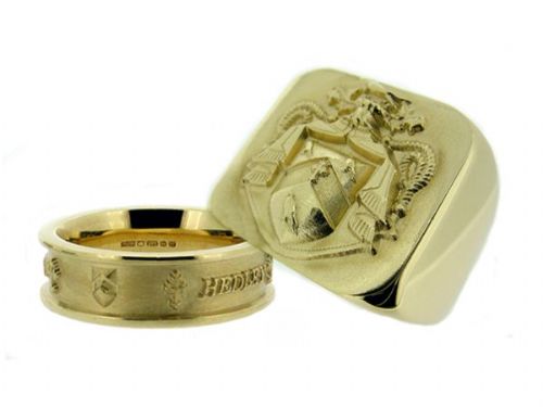 Family crest rings designed by Mobeus Jewellers - Jewellery Designers Hartlepool