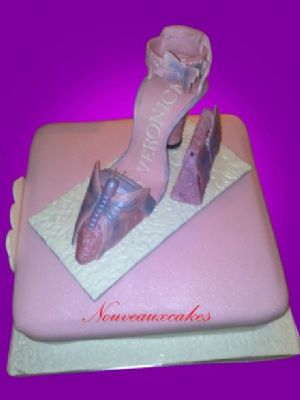 A beautiful lilac butterfly shoe cake - Cake Designers Bromley