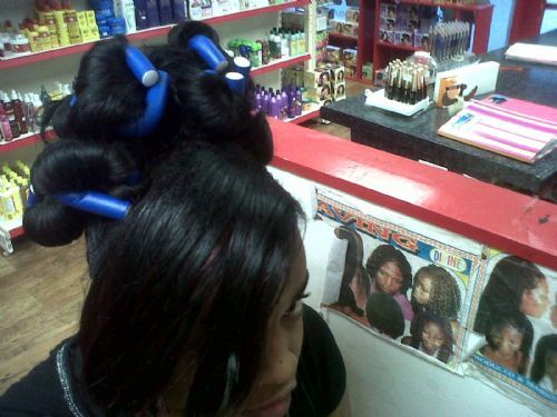 hair in bending rollers - Mobile Hairdressers Coventry