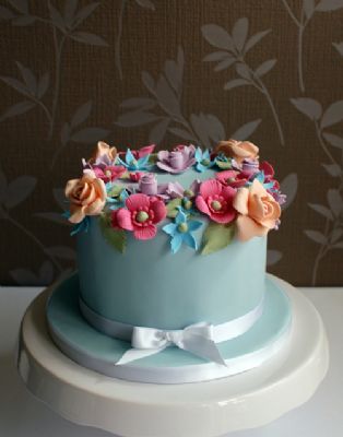 Single Tier Wedding Cake Blue Single Tier Wedding Cake Blue