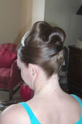 A Beautiful Classic Wedding Style.  Good for big tiaras or crystals. - Mobile Hairdressers Wakefield