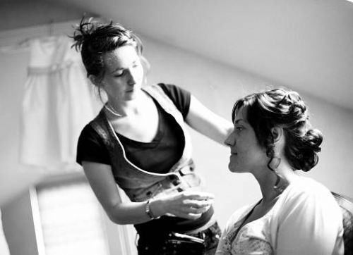 Curly chignon using clip in extensions. - Mobile Hairdressers Wakefield