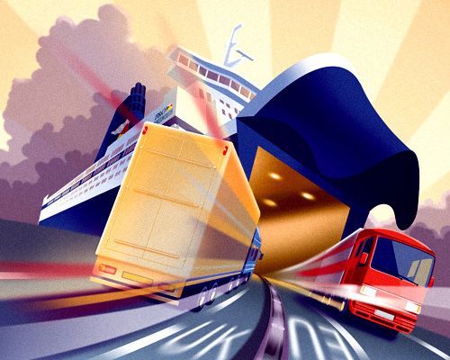 Illustration commitioned by P&O Freight - Advertising Agencies Southampton