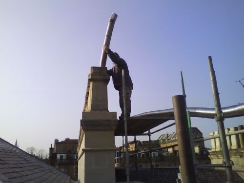 Renewing flue liner ( chimney repair ).