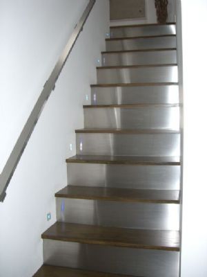 Oak Staircase made with Stainless Steel Risers (Todd Building G1 Glasgow City Centre)