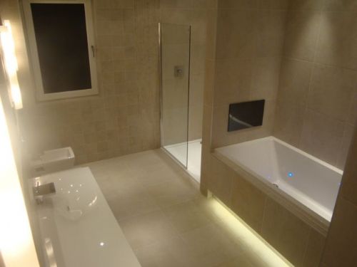Luxury Bathroom with Light Systems, LCD TV & Ceiling Speakers All Bathroom Furniture from Porcelanosa, Glasgow (Newton Mearns G77)