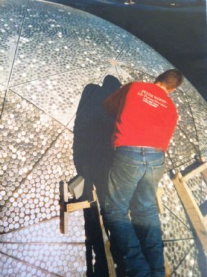 Tiling of stainless steel fountain at Sheraton Hotel in Edinburgh