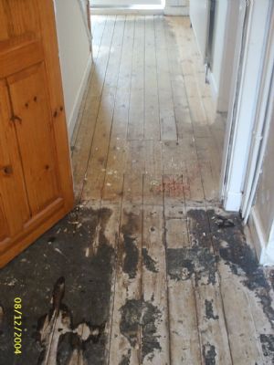 BEFORE a rather messy hall way prior to being sanded & sealed