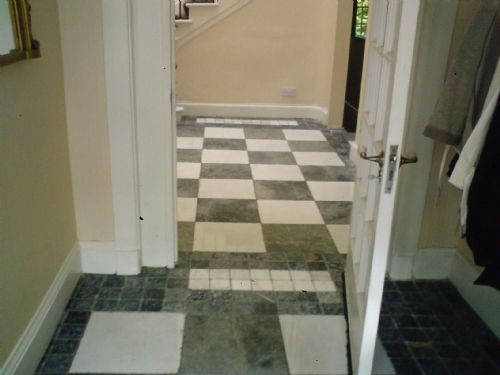 Tumbled marble floor.