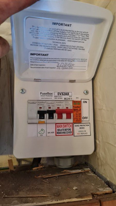 Consumer unit for charge point.