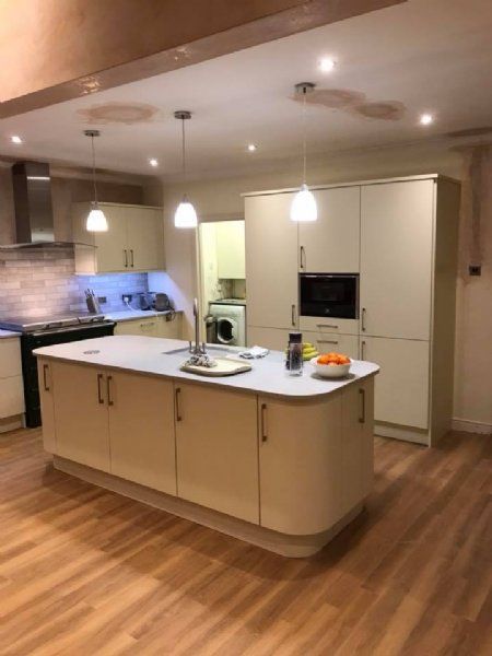Kitchen Island with dropped lighting.