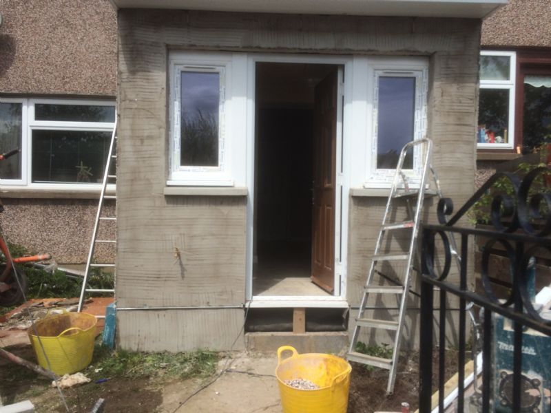 Extension,scratch coated ready for harling