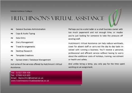 Hutchinson s Virtual Assistance Bromsgrove 3 reviews 