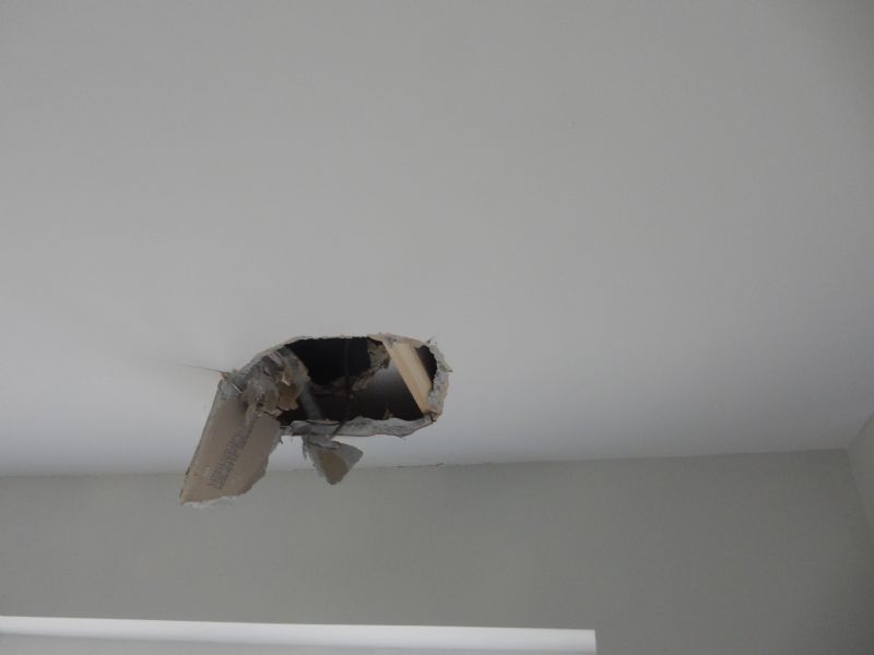 Hole in ceiling.