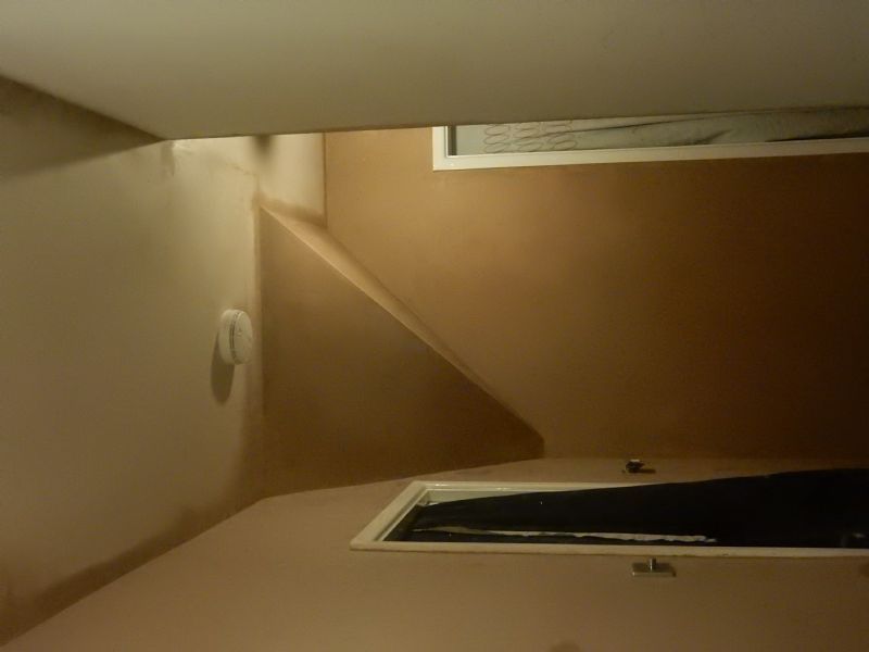 Sloping ceiling.