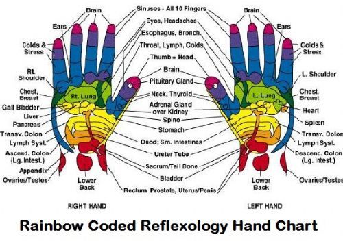 Rainbow Coded Hand Reflexology Chart