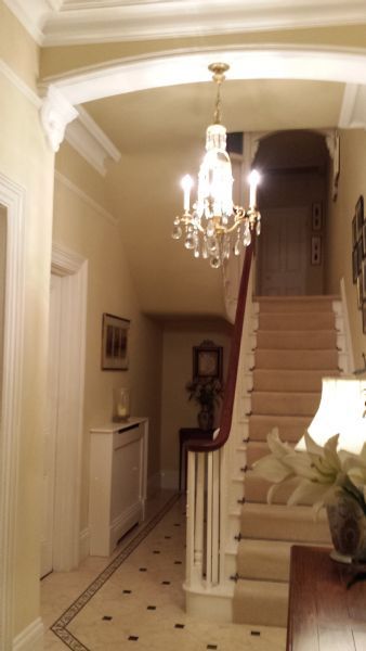 Victorian town house Leamington Spa. removal of dado rail and patch skim, coving in flat matt, walls Farrow & Ball colour, satin woodwork