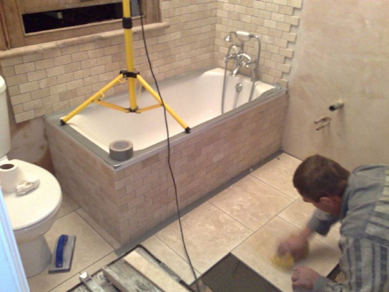 Floor tiling.