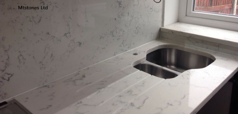 Mtstones carrara quartz kitchen worktop.