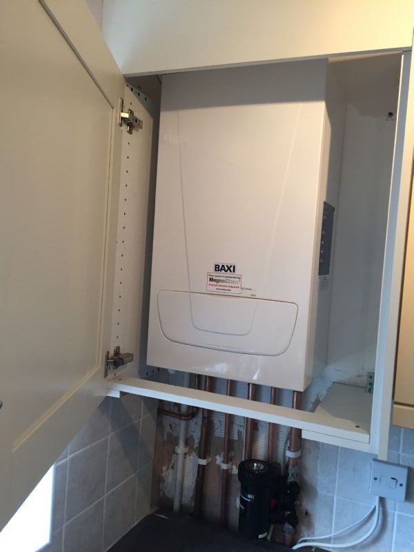 Baxi ecoblue installation in a kitchen with a magnaclean