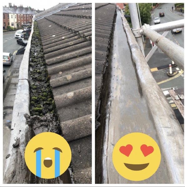 Large gutter cleaned on a commercial property.