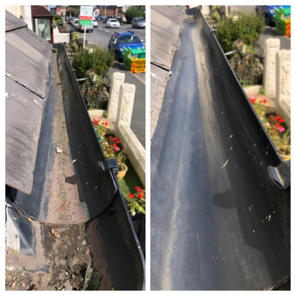 Gutter cleaned on a residential property.
