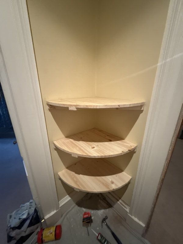 Corner shelving.